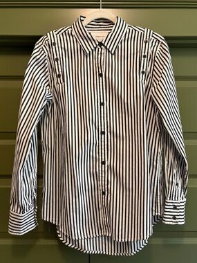 Current/Elliott Loretta Striped Shirt with Button Shoulder Detail, NWOT